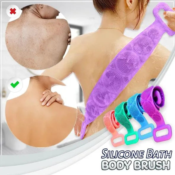 Silicone Bath Body Brush | Soft Exfoliating Shower Scrubber | Body Cleaning Massage Brush | Reusable, Hygienic & Easy to Clean
